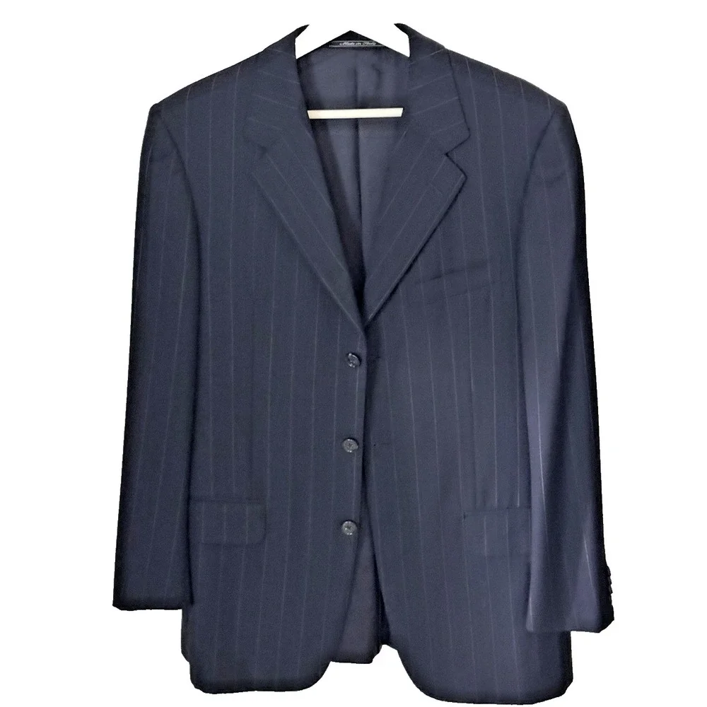 Ermenegildo Zegna Mens Trofeo Wool Blazer 48R (Fits 42R) Navy Pinstripe Boyds